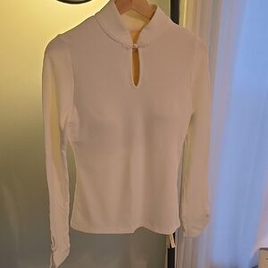 OGL Oriental Style Elegant Cream Women's Top